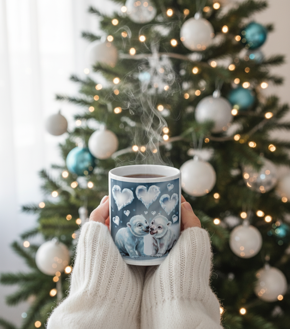 White glossy mug Polar Bears