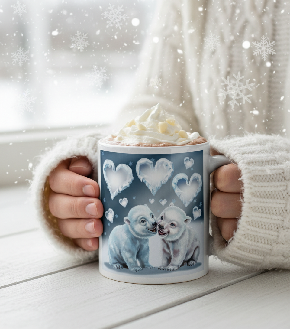 Mug blanc brillant Ours polaires