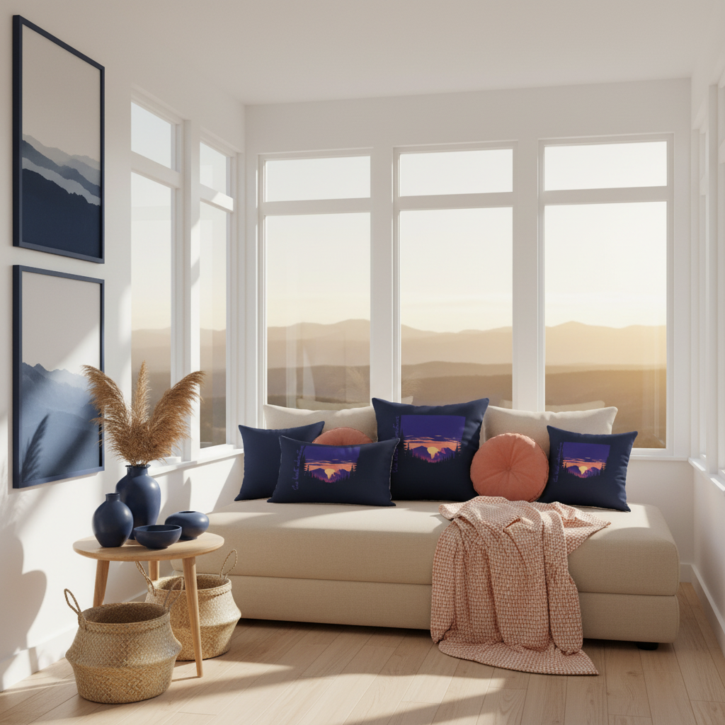 Radiant sunroom with navy decor