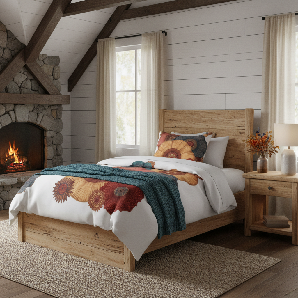 Rustic guest bedroom with twin XL bed