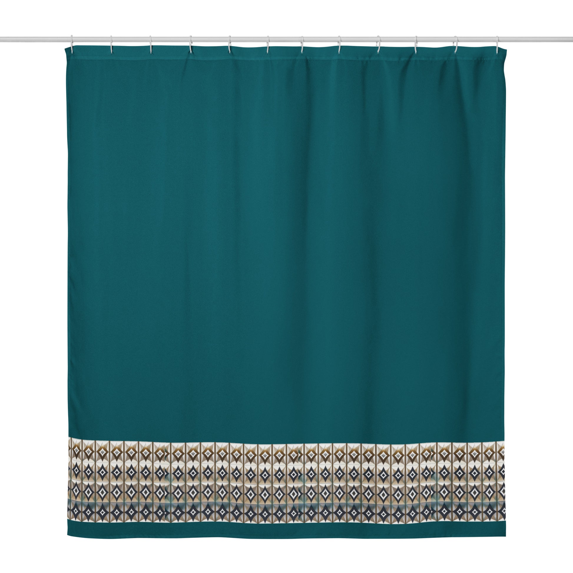  Dark Green Geometric Shower Curtain