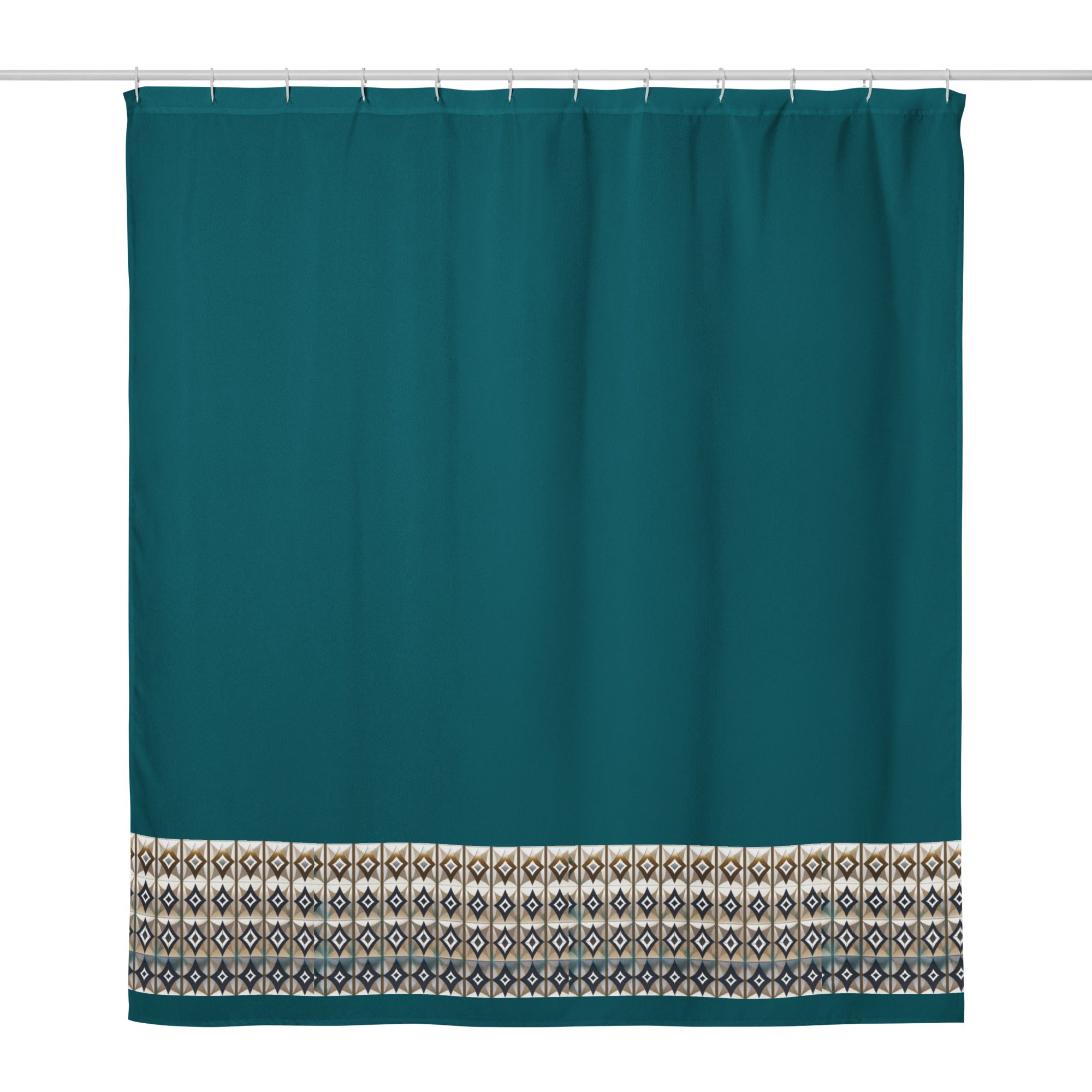  Dark Green Geometric Shower Curtain