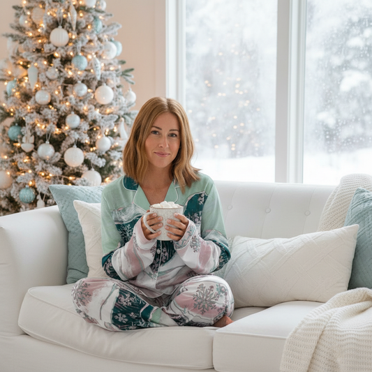 Snowflakes Pajama Top - Christmas Morning Living Room