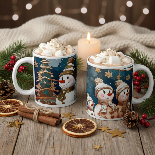 Snowman Christmas Mugs - Festive Still Life