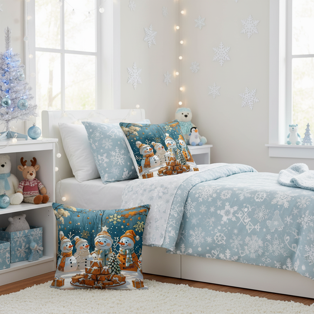 Coussin Bonhomme de Neige - Décoration de Noël festive