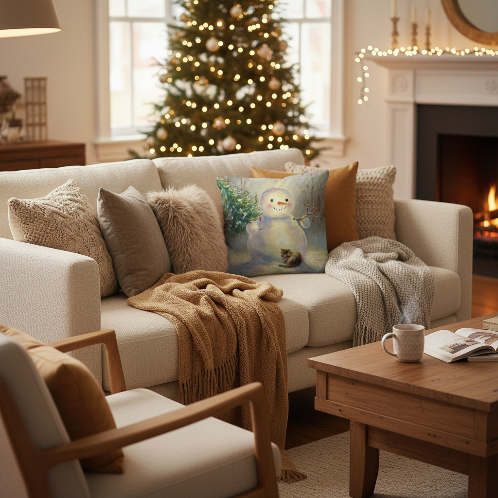 Snowman Pillow - Living Room