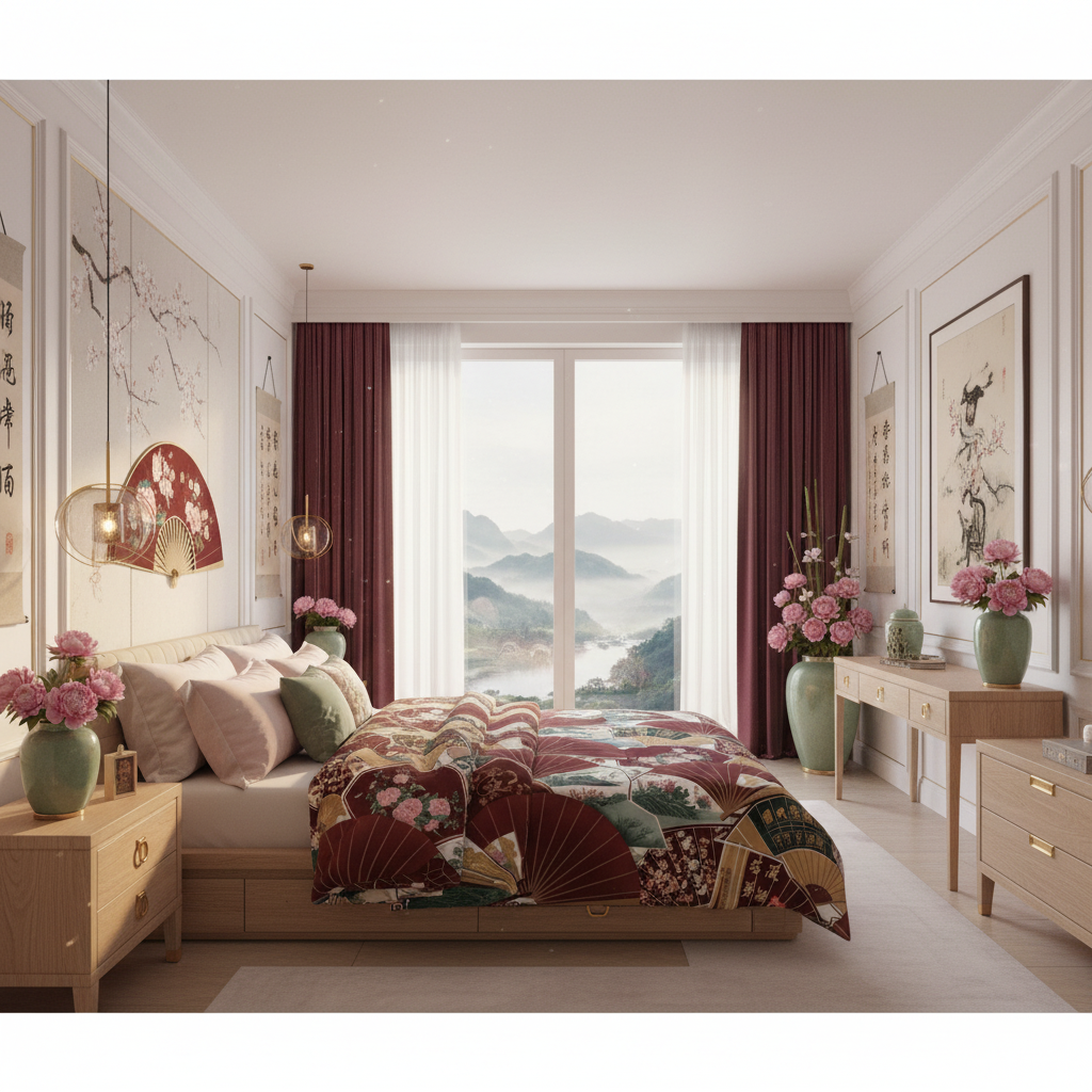 Sophisticated Asian bedroom sanctuary