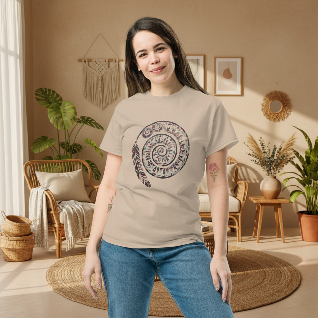 Spiral T-Shirt Sand - Bohemian Interior