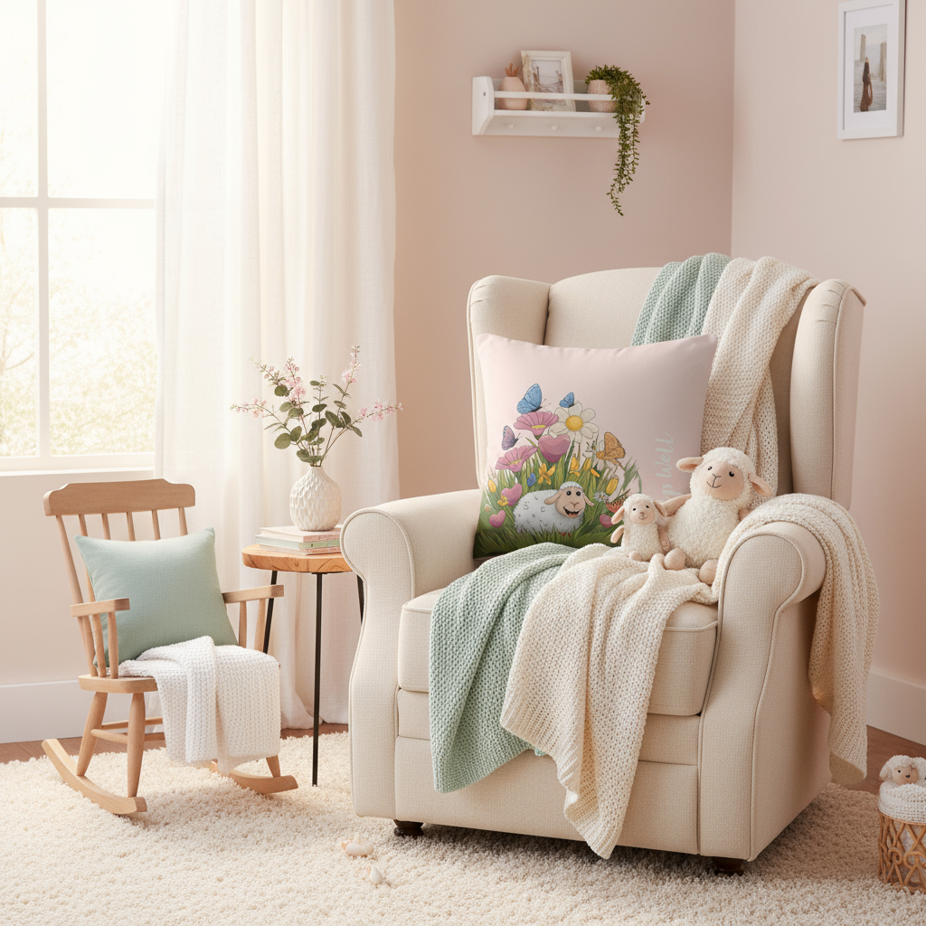 Spring Cute Sheep Pillow lifestyle