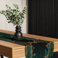 Emerald palm leaves jungle table runner luxury design 