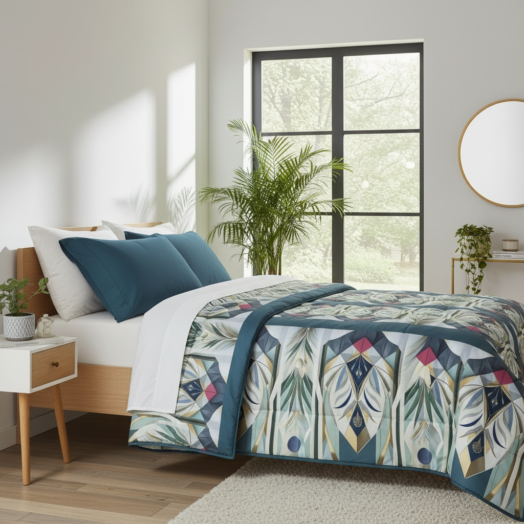 Teal Modern Comforter - Luxury Bedroom