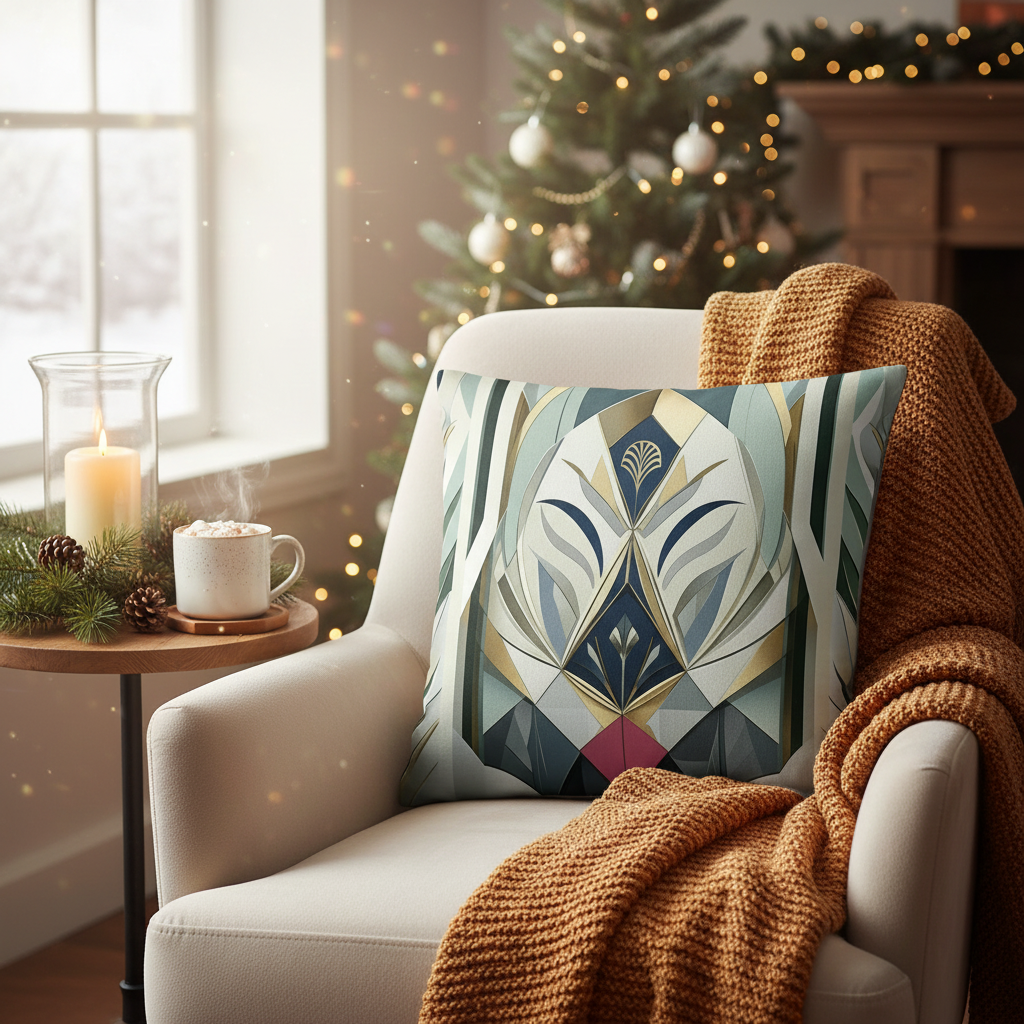 Teal Modern Premium Pillow - Cozy Winter Home