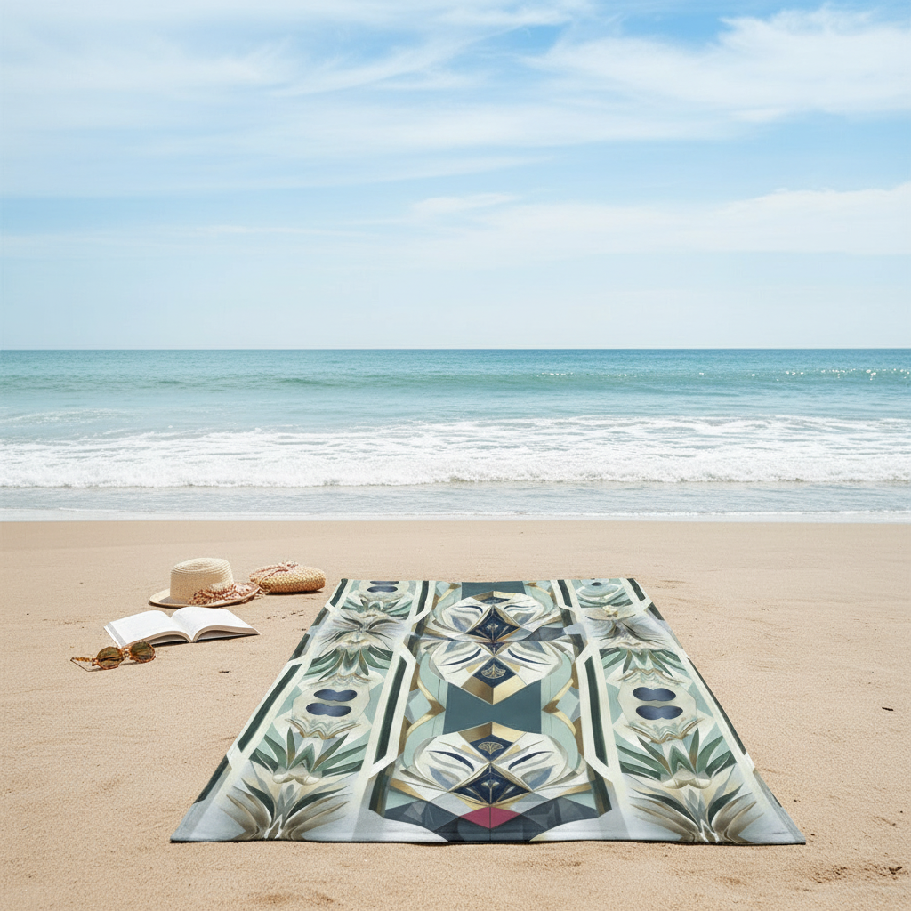 Teal Modern Towel - Beach Scene