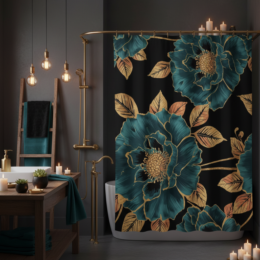 Tmavá moody koupelna - čtverec