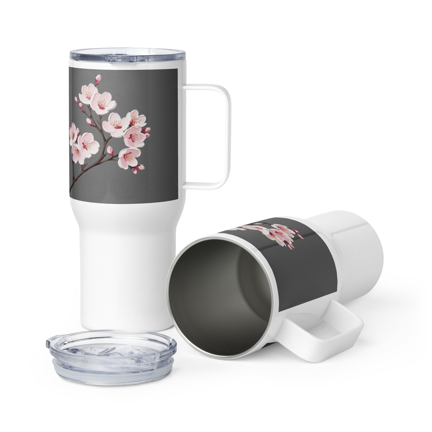 Travel mug with a handle Cherry Blossom