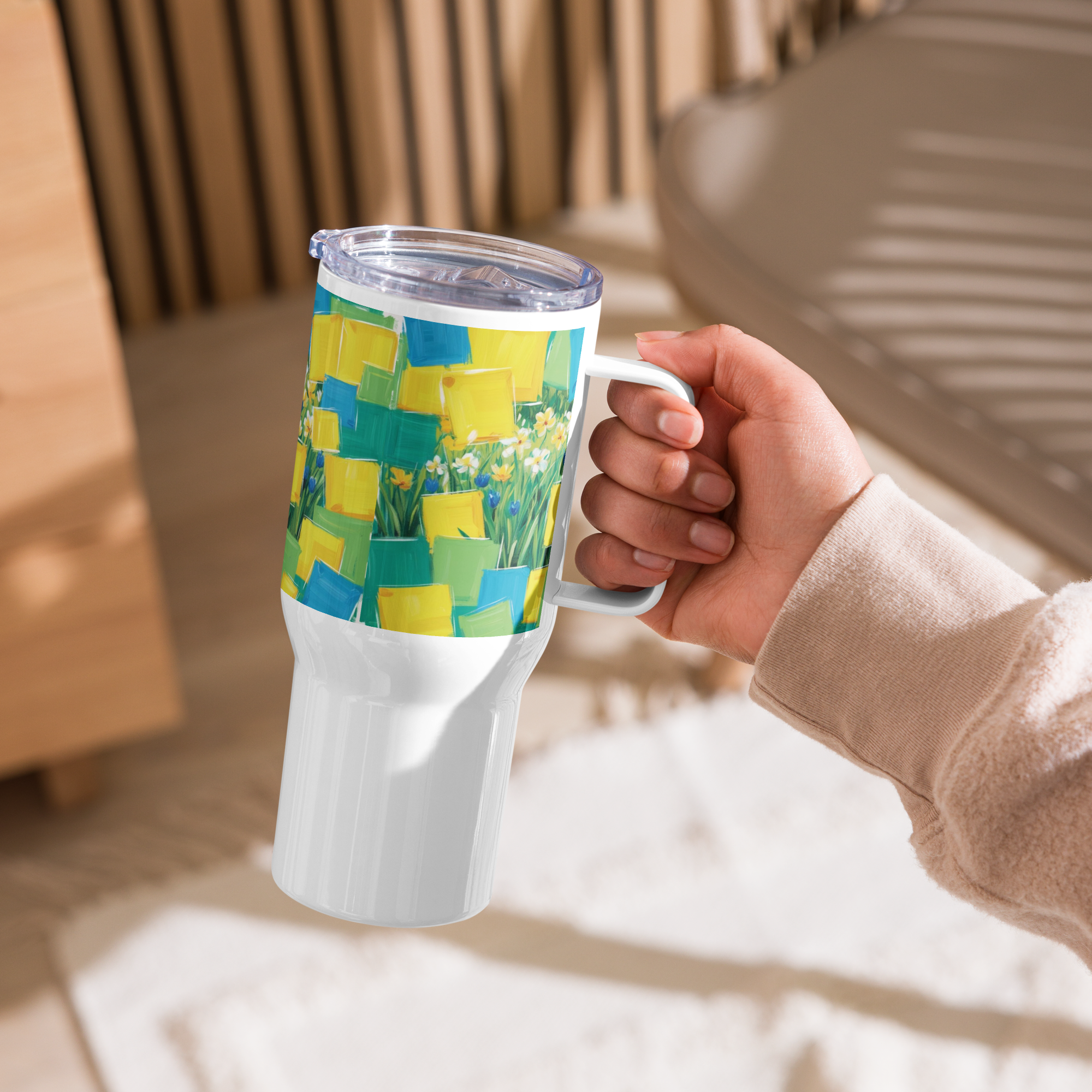 Spring Travel Mug with Handle - Fresh Seasonal Coffee Cup
