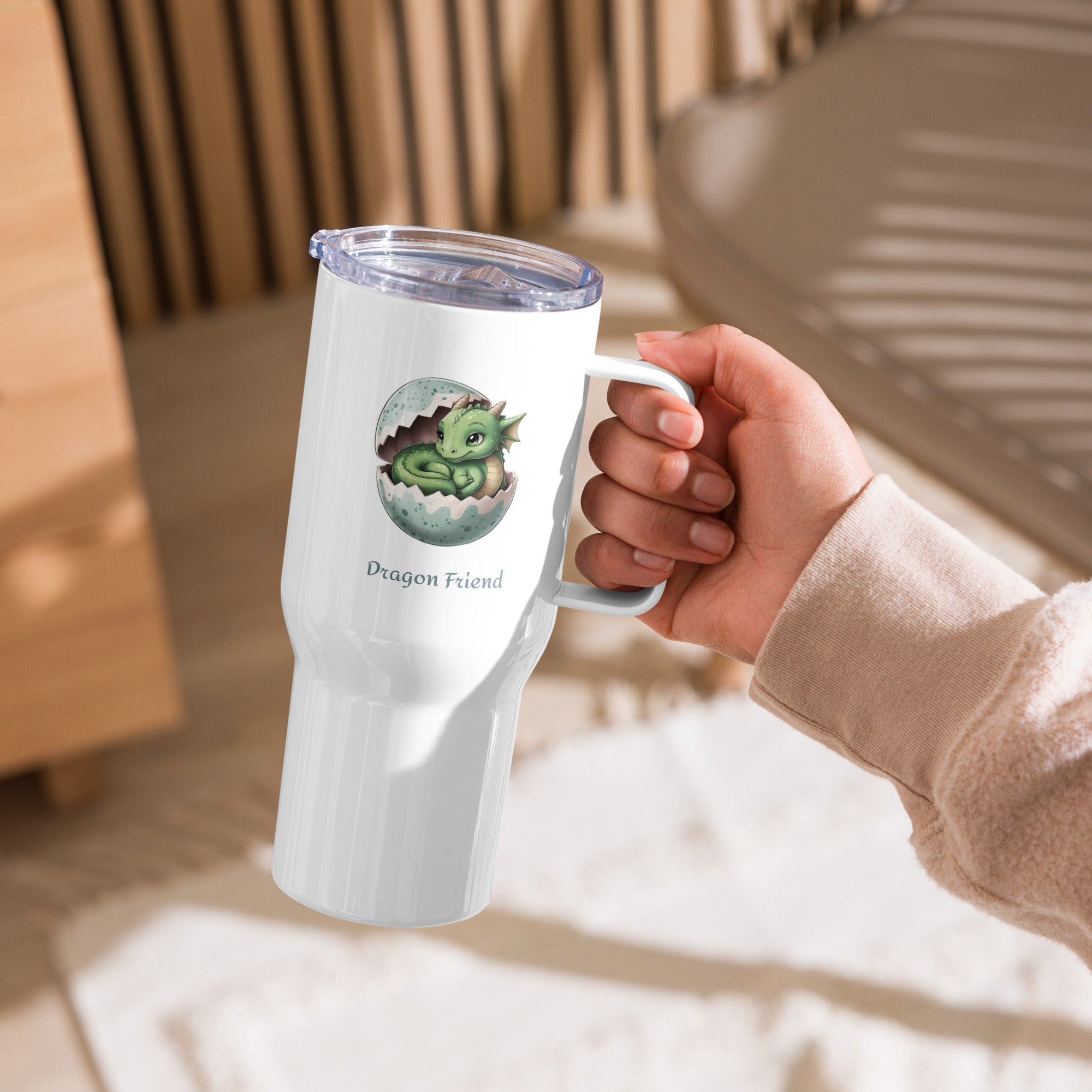 Travel Mug with Handle Dragon - Fantasy Coffee Cup 