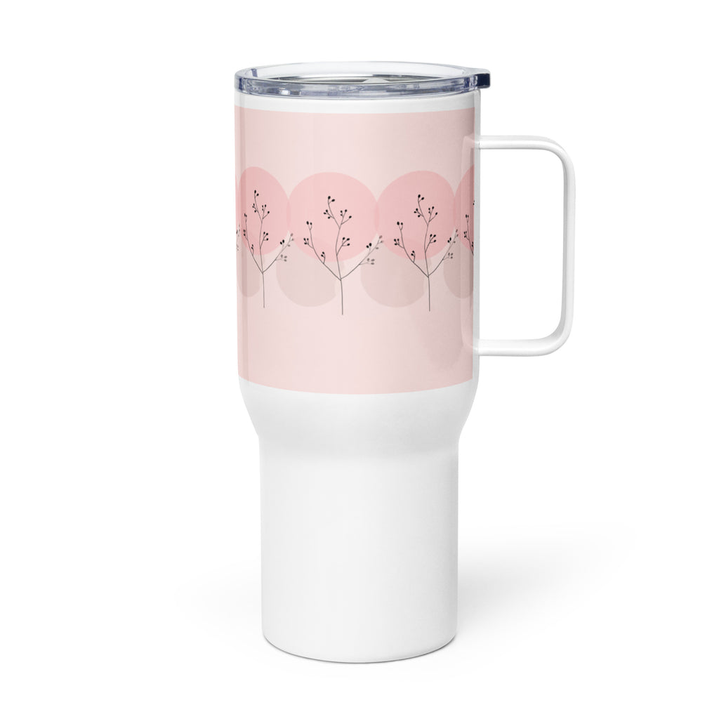 Pink Travel Mug with Handle - Portable Coffee Cup