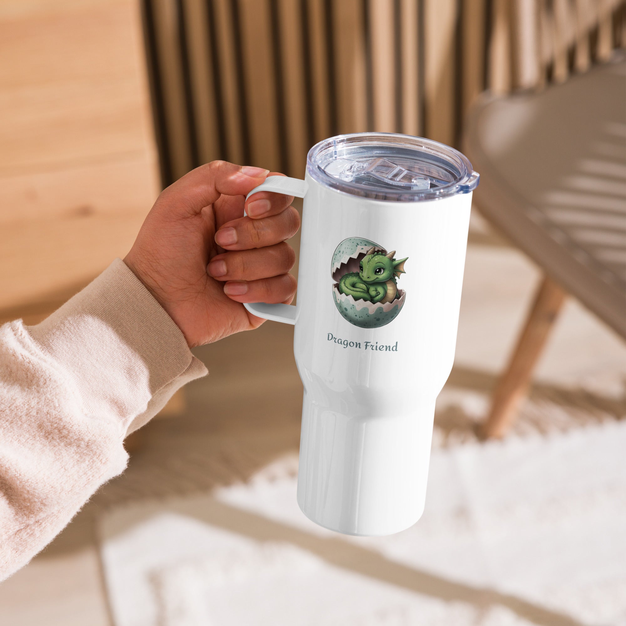 Travel Mug with Handle Dragon - Fantasy Coffee Cup 