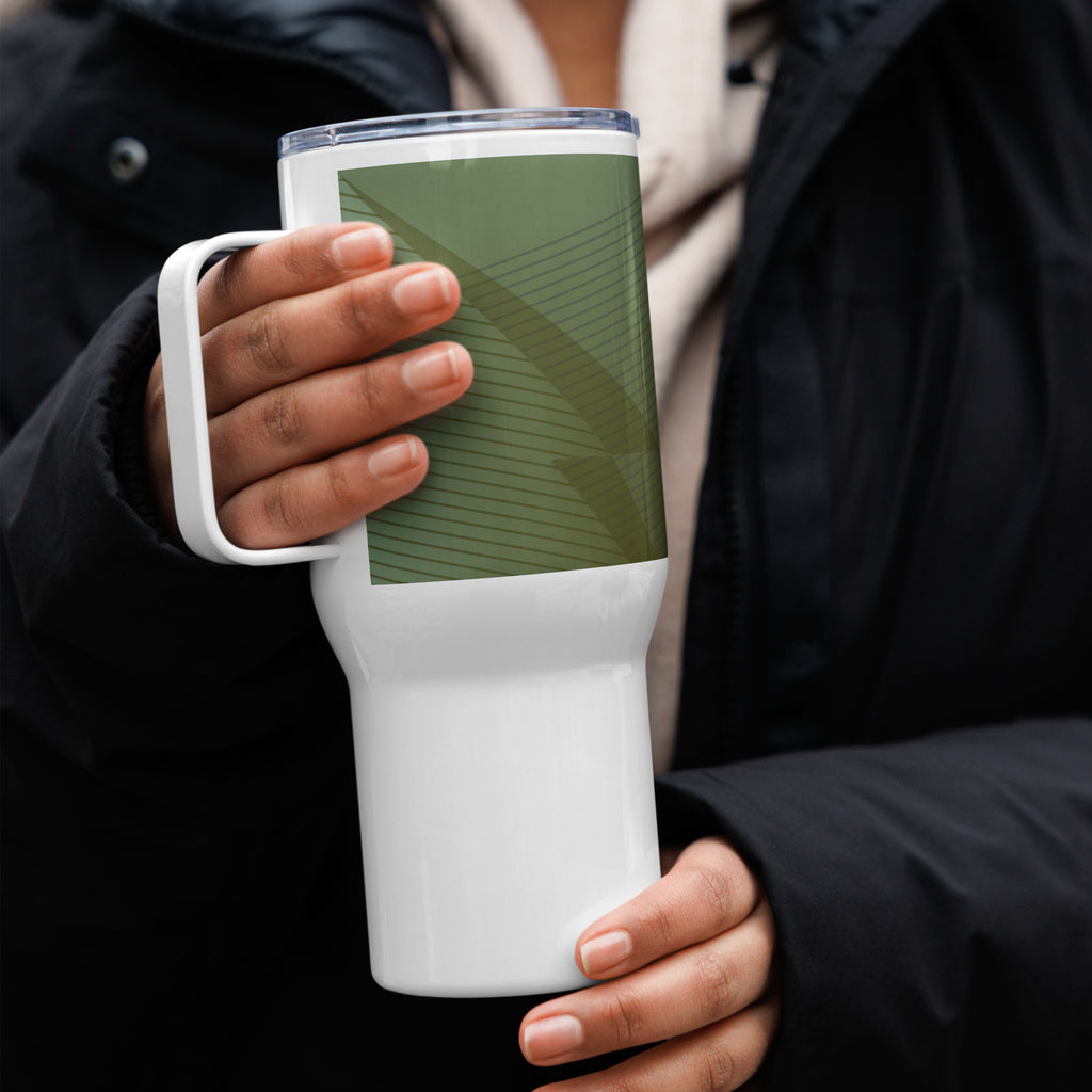 Green Travel Mug with Handle - Insulated Coffee Cup