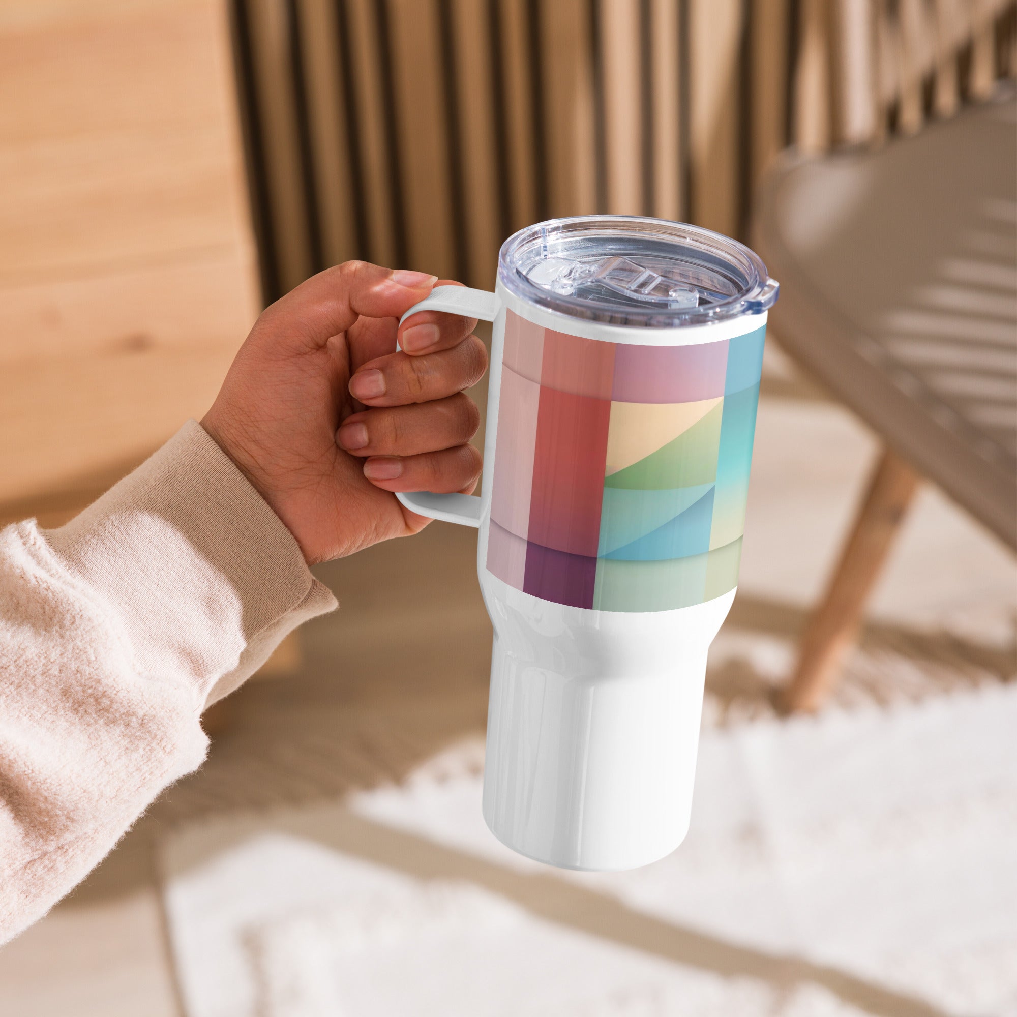 Colorful Travel Mug with Handle - Insulated Stainless Steel | Free Fashion Spirit