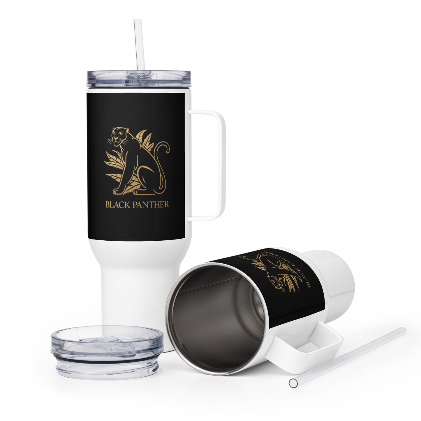 Travel mug with a handle Black Panther
