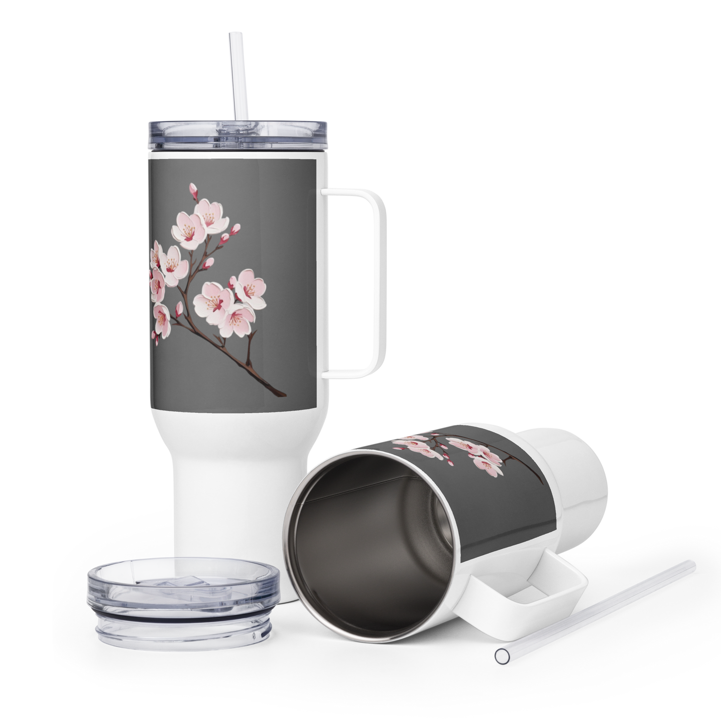 Travel mug with a handle Cherry Blossom