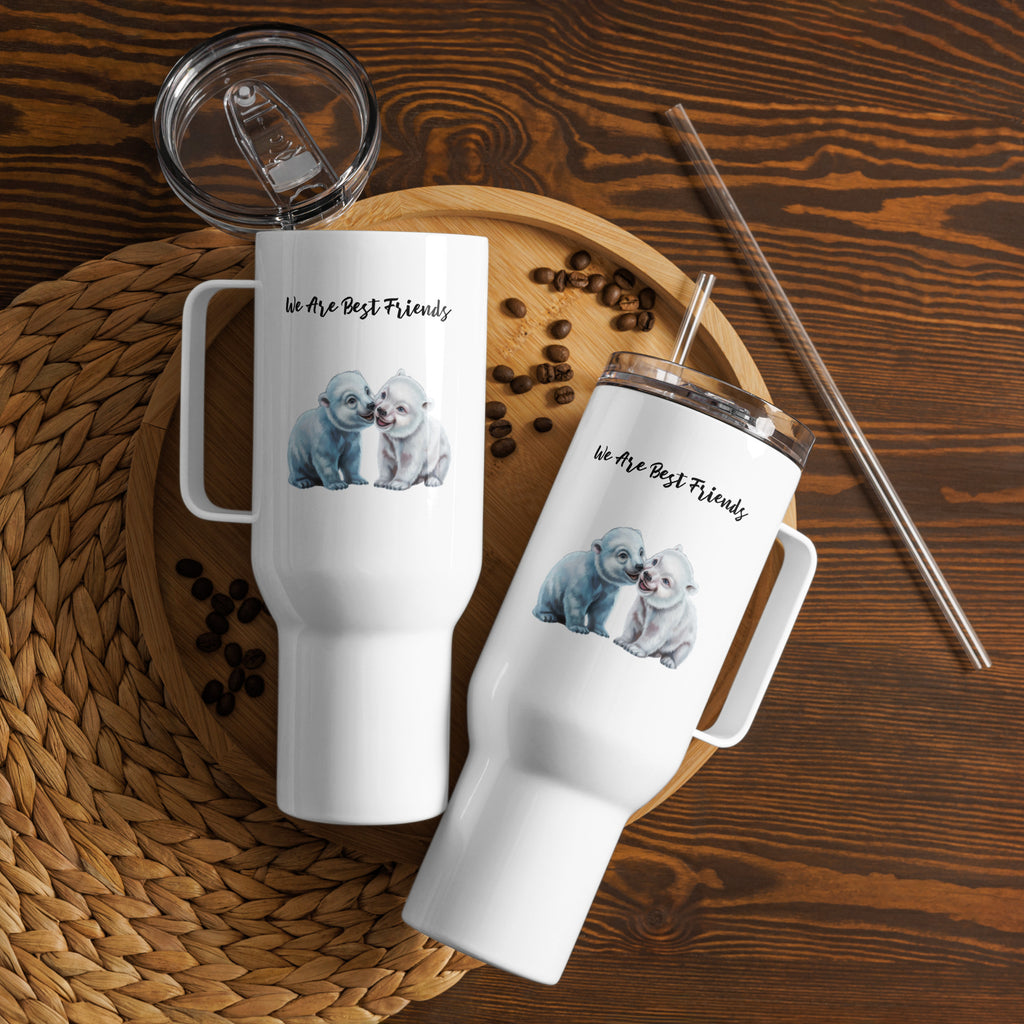 Travel Mug with Handle Polar Bears - Cute Animal Coffee Cup