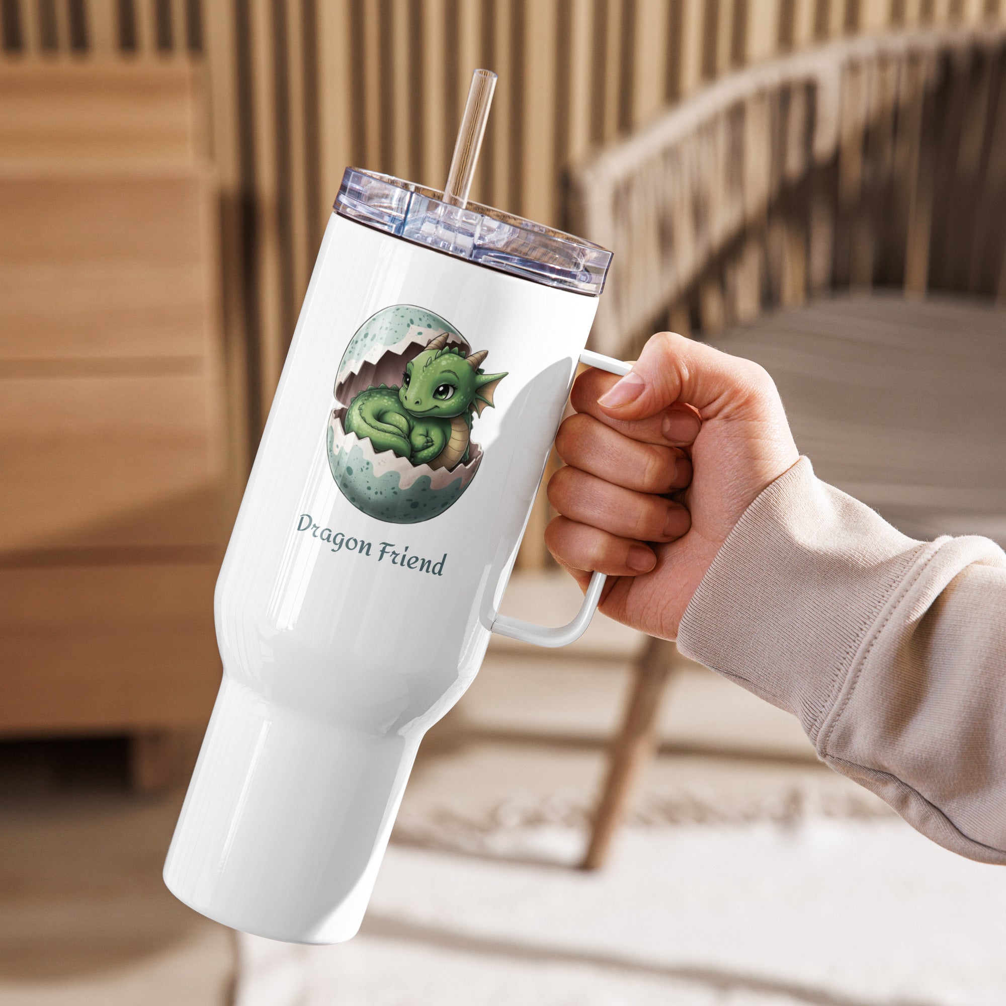 Travel Mug with Handle Dragon - Fantasy Coffee Cup 