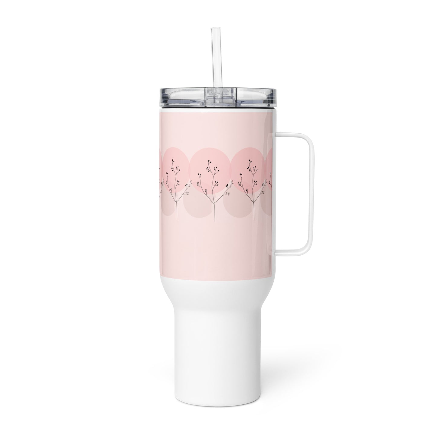 Pink Travel Mug with Handle - Portable Coffee Cup