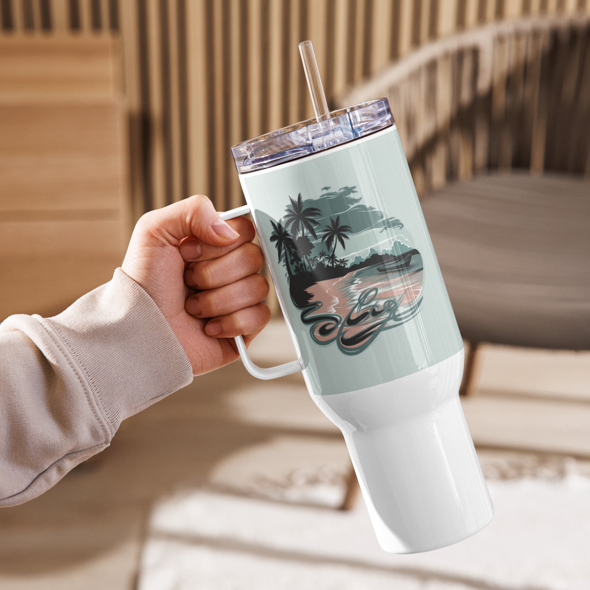 Travel Mug with Handle Sea - Ocean Inspired Coffee Cup