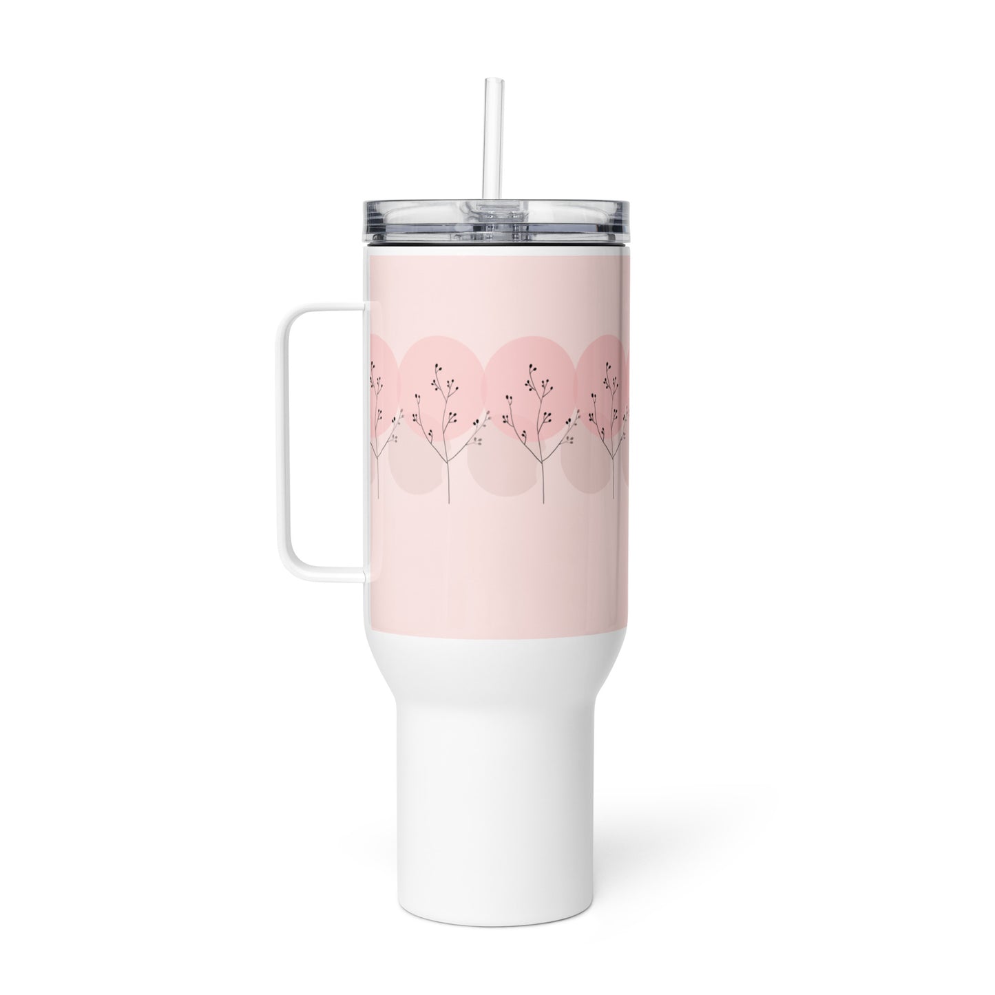 Pink Travel Mug with Handle - Portable Coffee Cup
