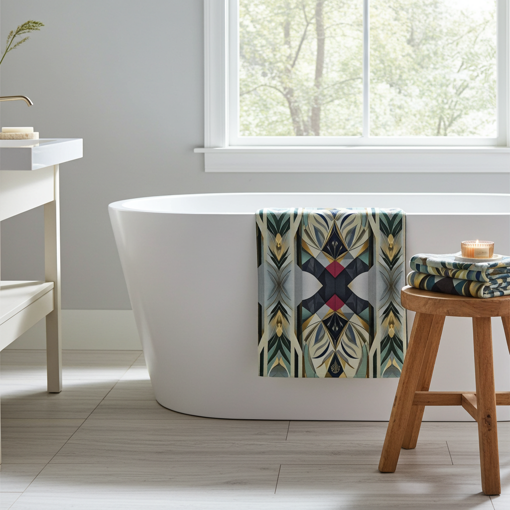 Teal Modern Towel - Art Deco Geometric Beach & Bath Towel | Free Fashion Spirit