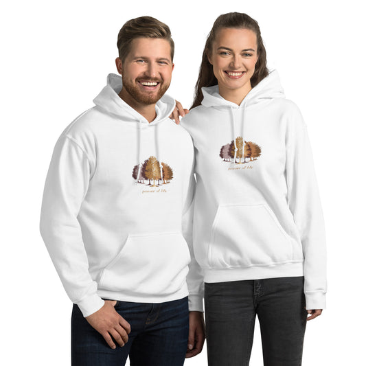 white hoodie with trees 
