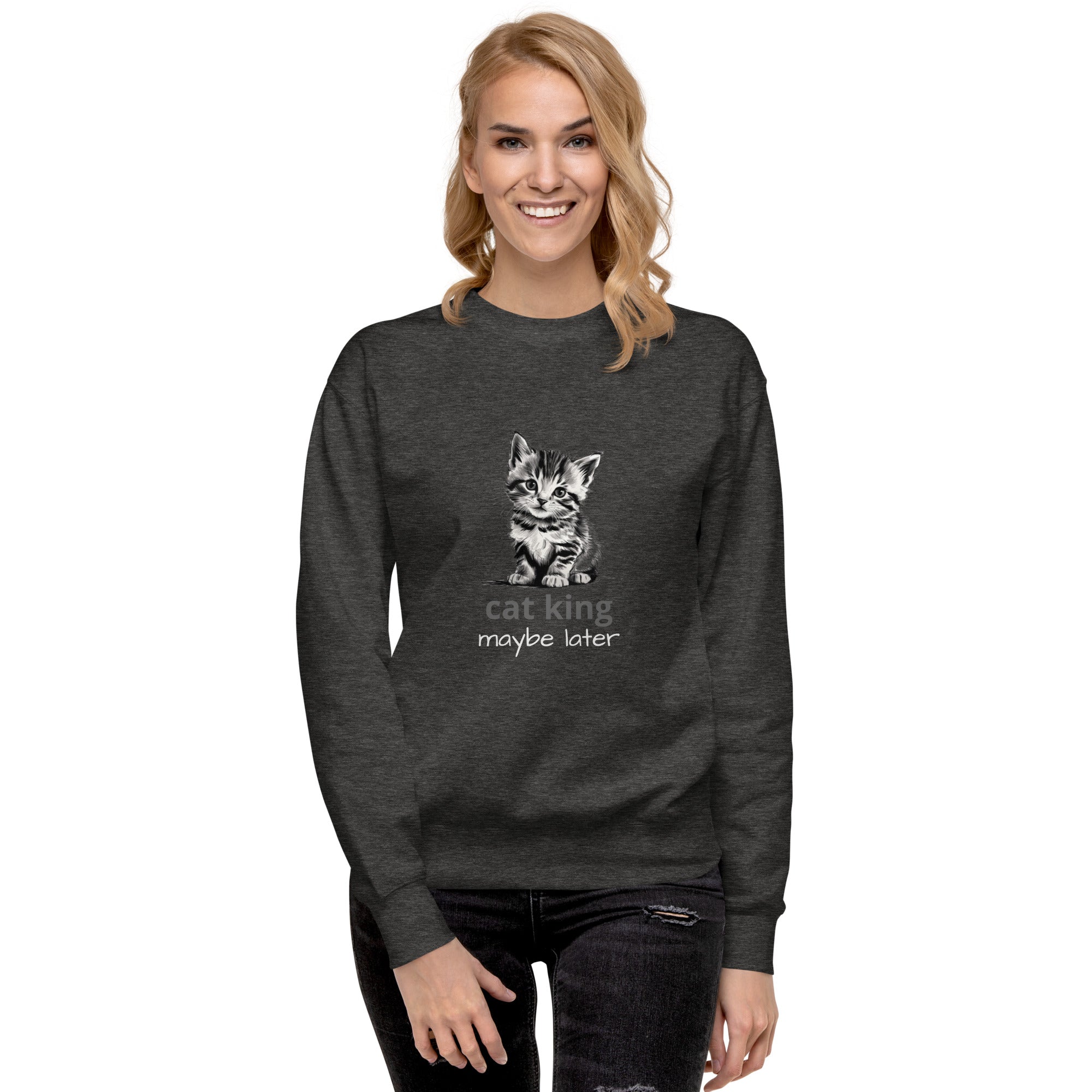 Cute Cat Unisex Premium Sweatshirt - Adorable Feline Design