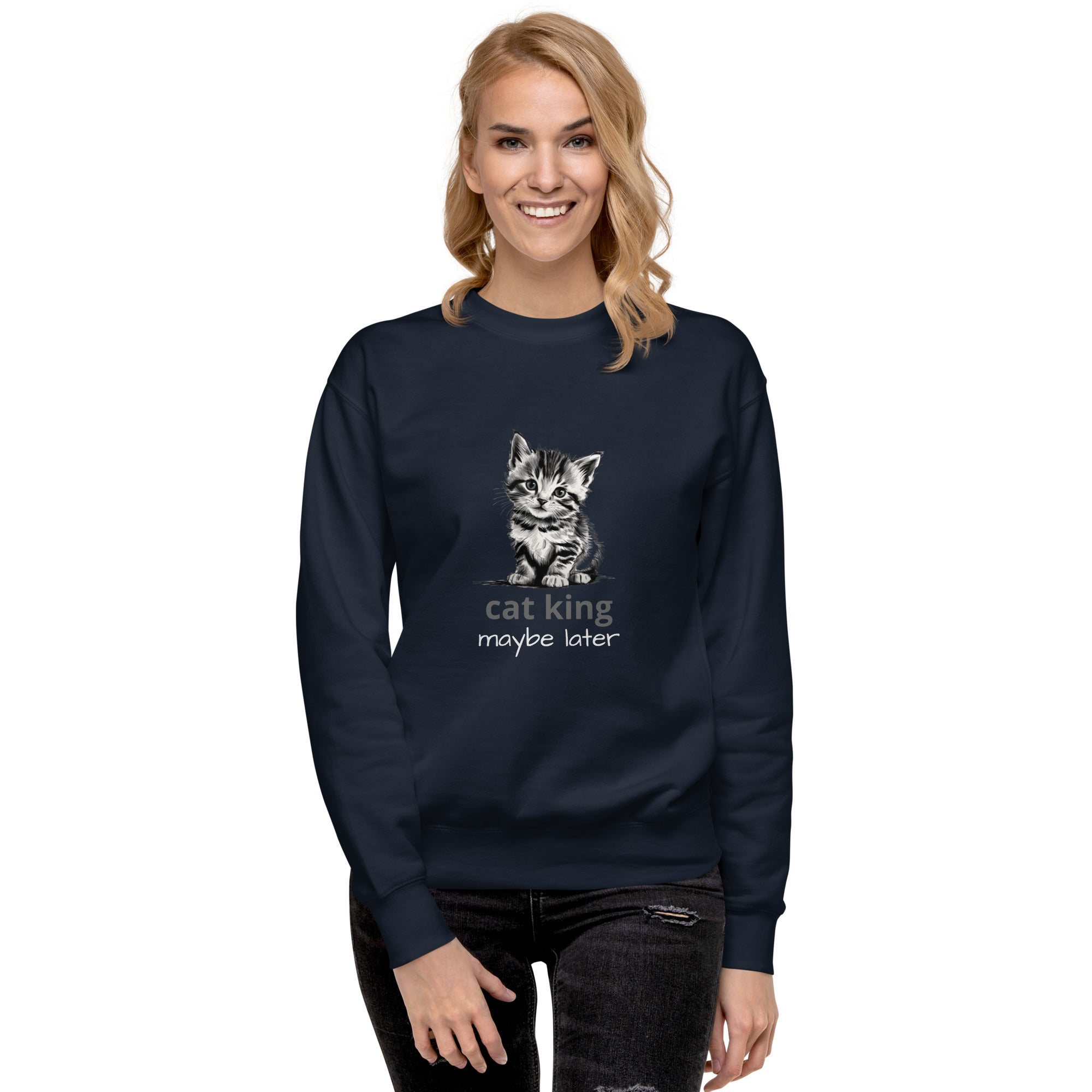 Cute Cat Unisex Premium Sweatshirt - Adorable Feline Design