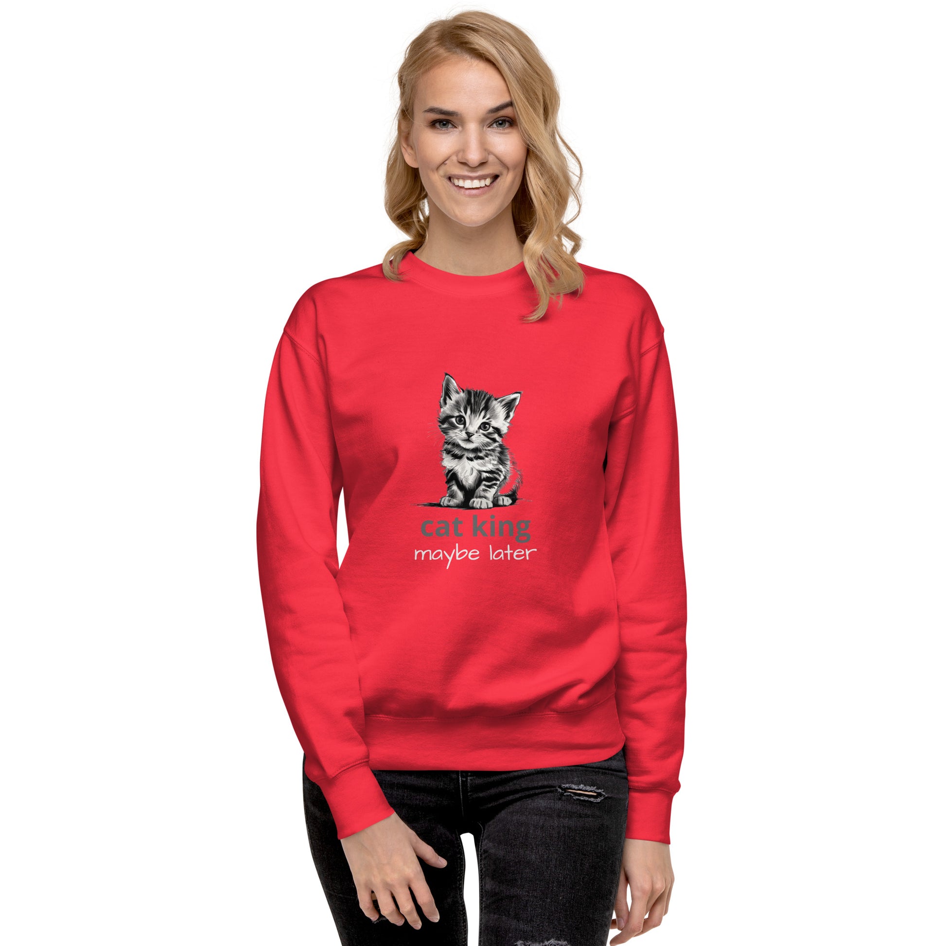 Cute Cat Unisex Premium Sweatshirt - Adorable Feline Design
