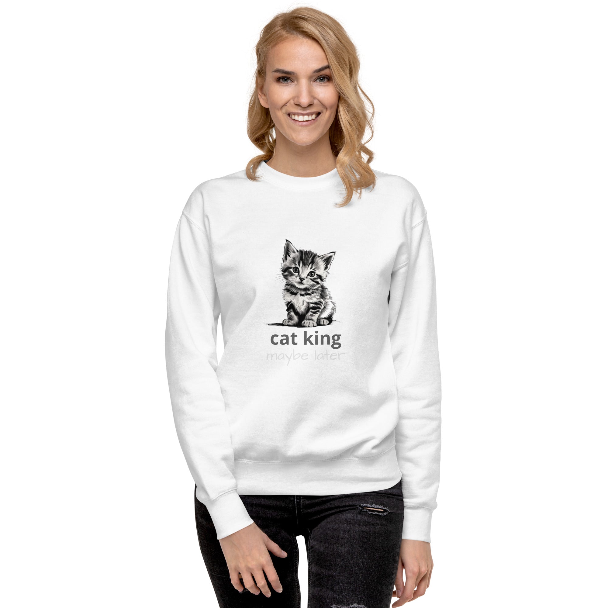 Cute Cat Unisex Premium Sweatshirt - Adorable Feline Design
