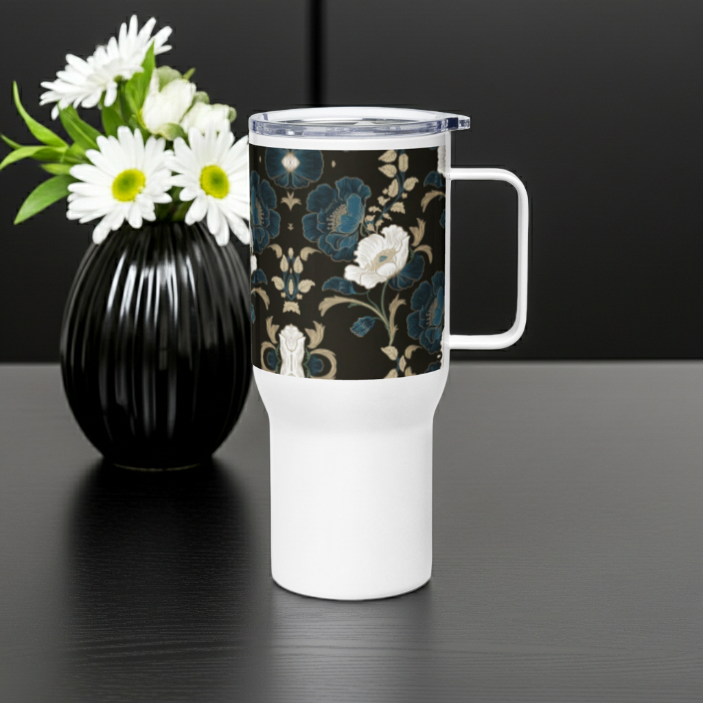 Big Flowers Travel mug with a handle