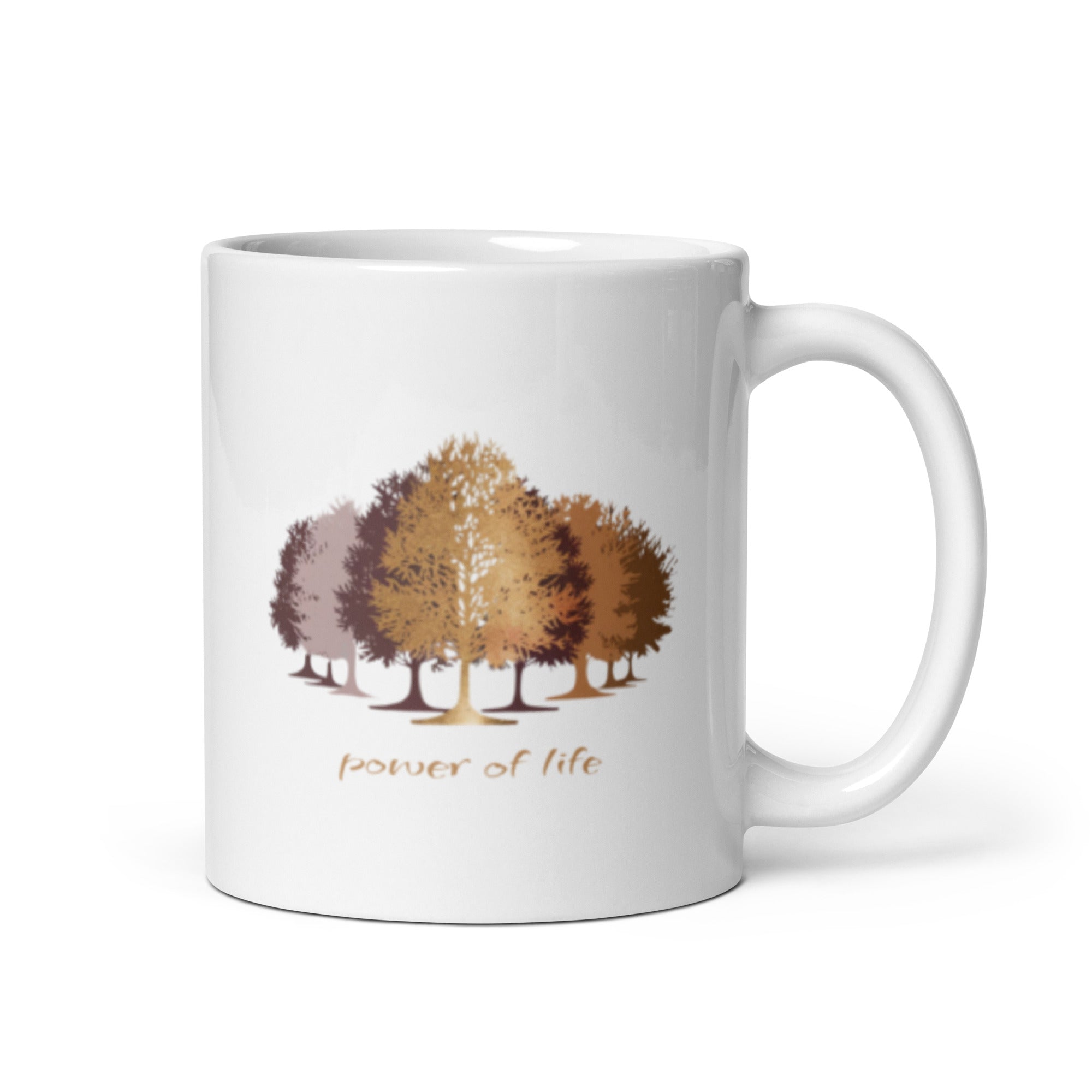 Trees White Glossy Mug - Nature Inspired Coffee Cup