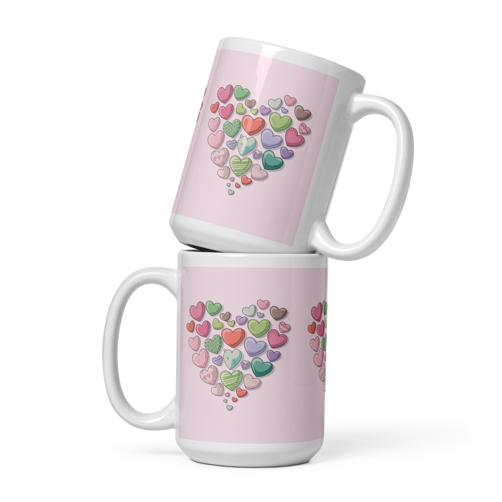 White glossy mug Hearts