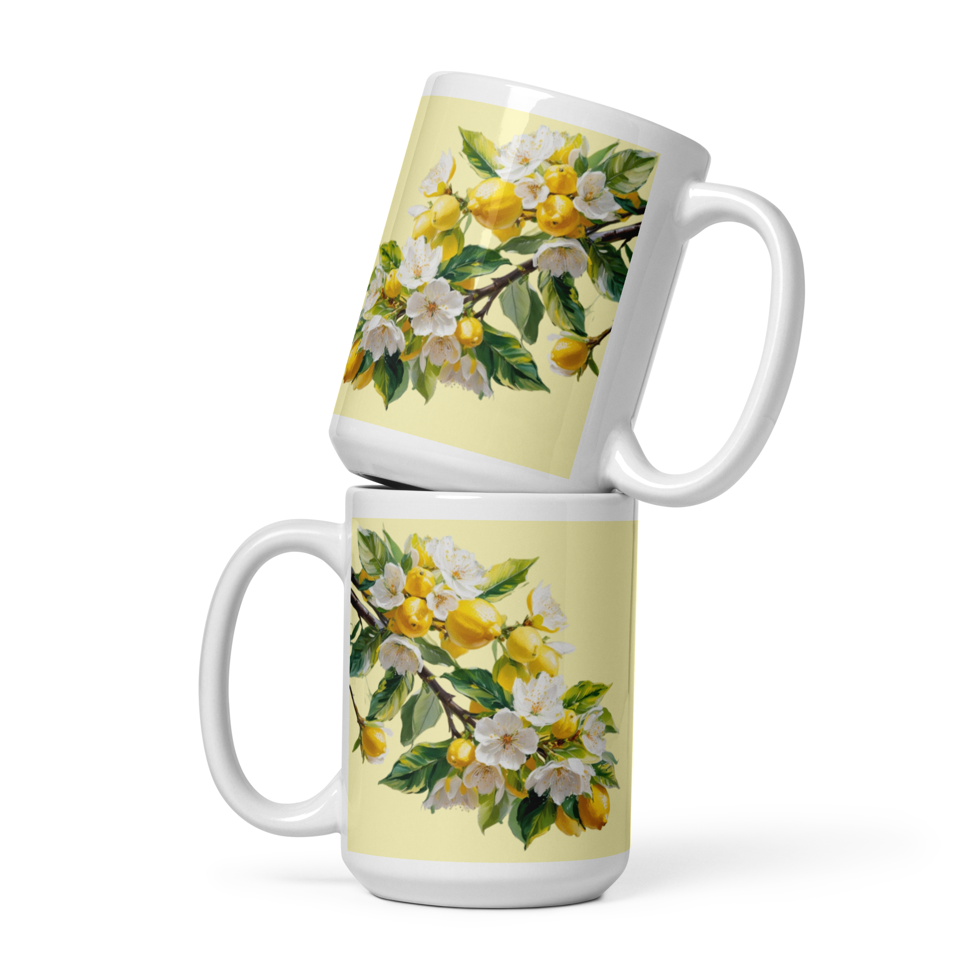 Citrus White Glossy Mug - Fresh Fruit Coffee Cup
