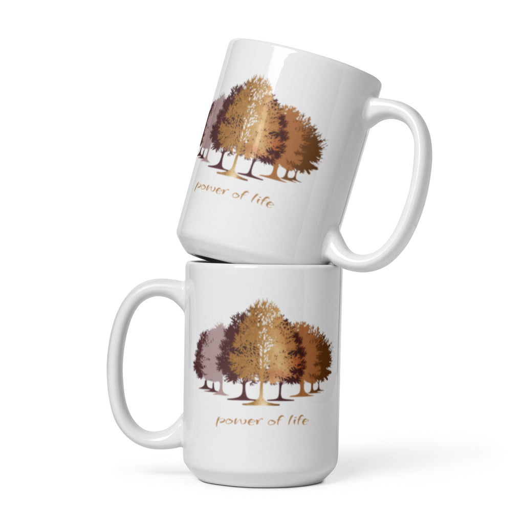 Trees White Glossy Mug - Nature Inspired Coffee Cup
