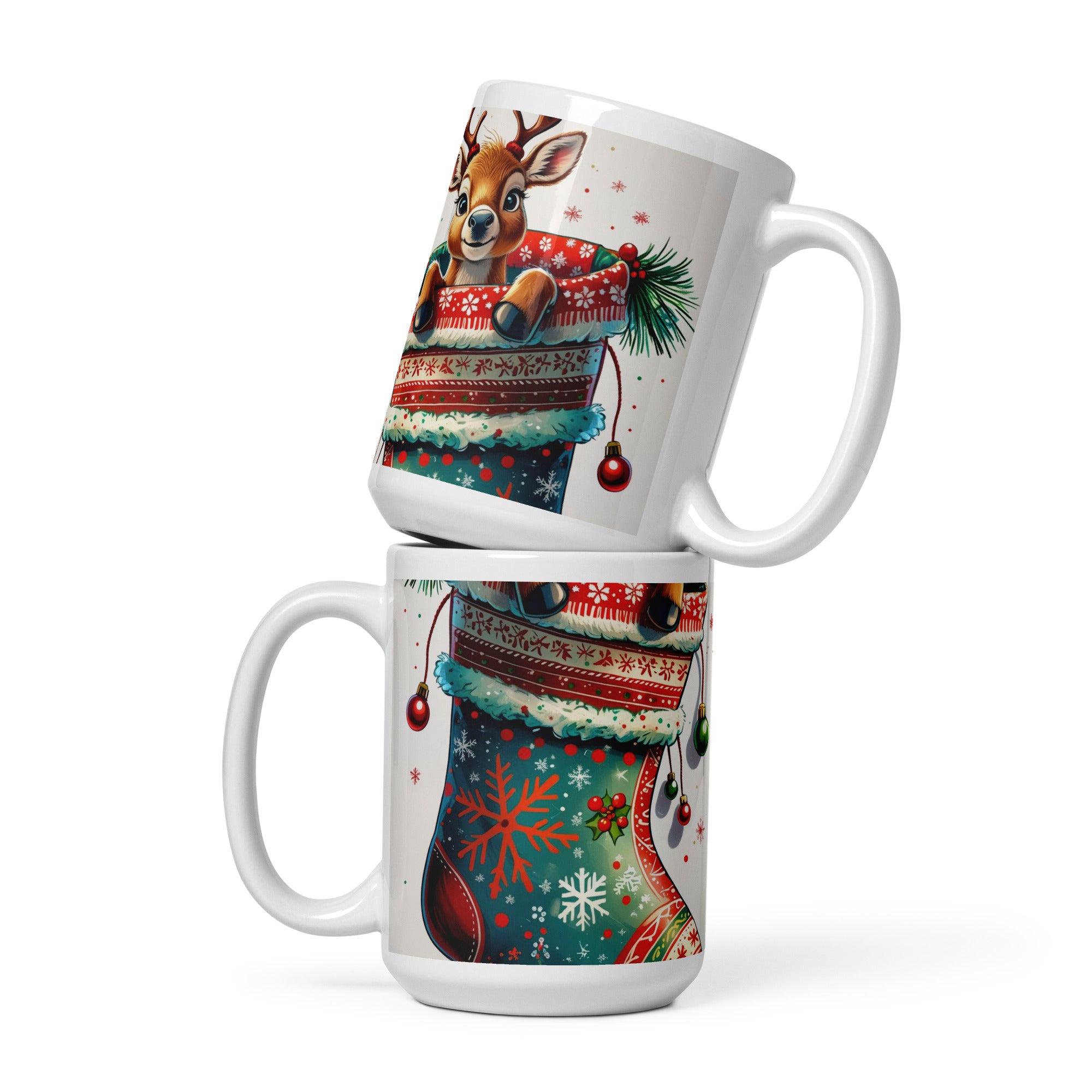 Baby Reindeer White Glossy Mug - Premium Ceramic Coffee Cup