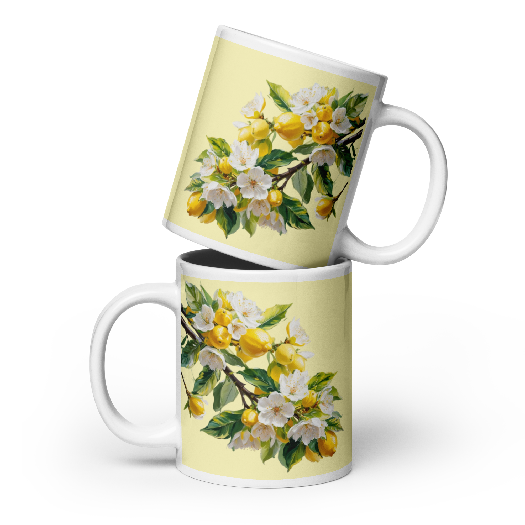 Citrus White Glossy Mug - Fresh Fruit Coffee Cup