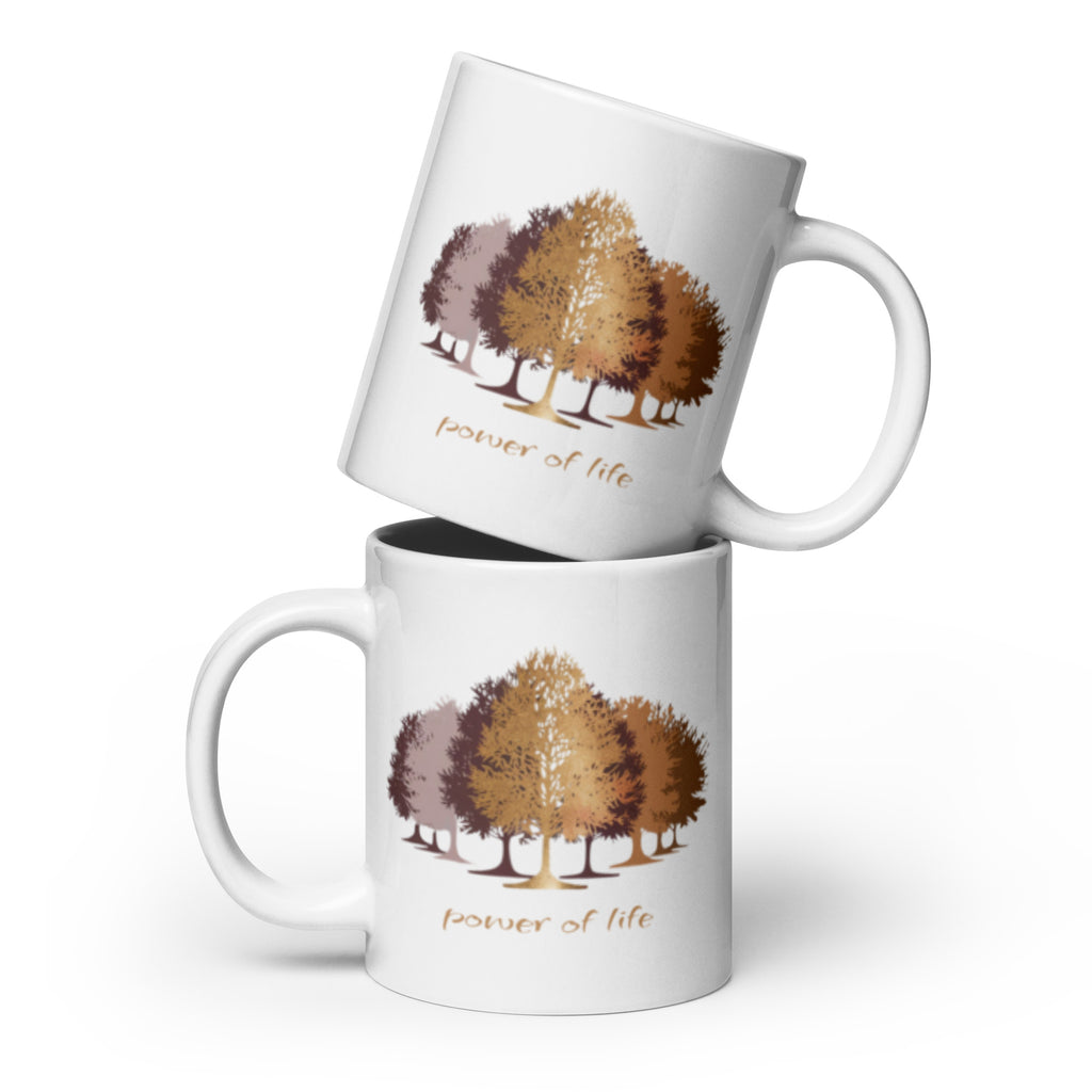 Trees White Glossy Mug - Nature Inspired Coffee Cup