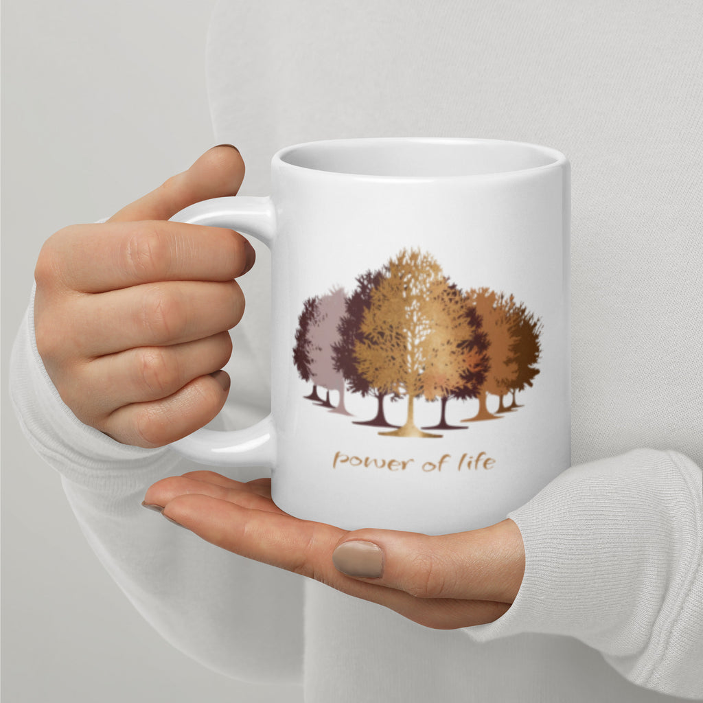 Trees White Glossy Mug - Nature Inspired Coffee Cup