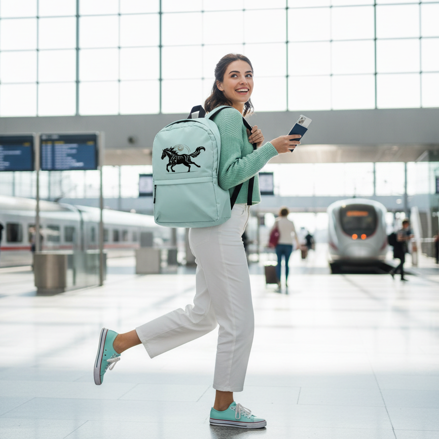 Wild Black Horse Backpack - Perfect Blue Color Coordination