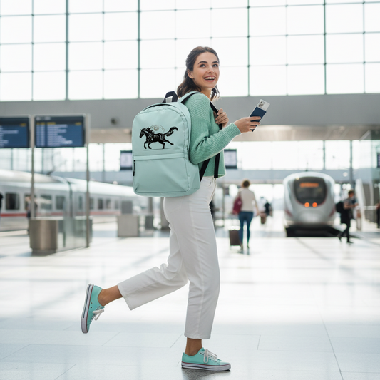 Wild Black Horse Backpack - Perfect Blue Color Coordination