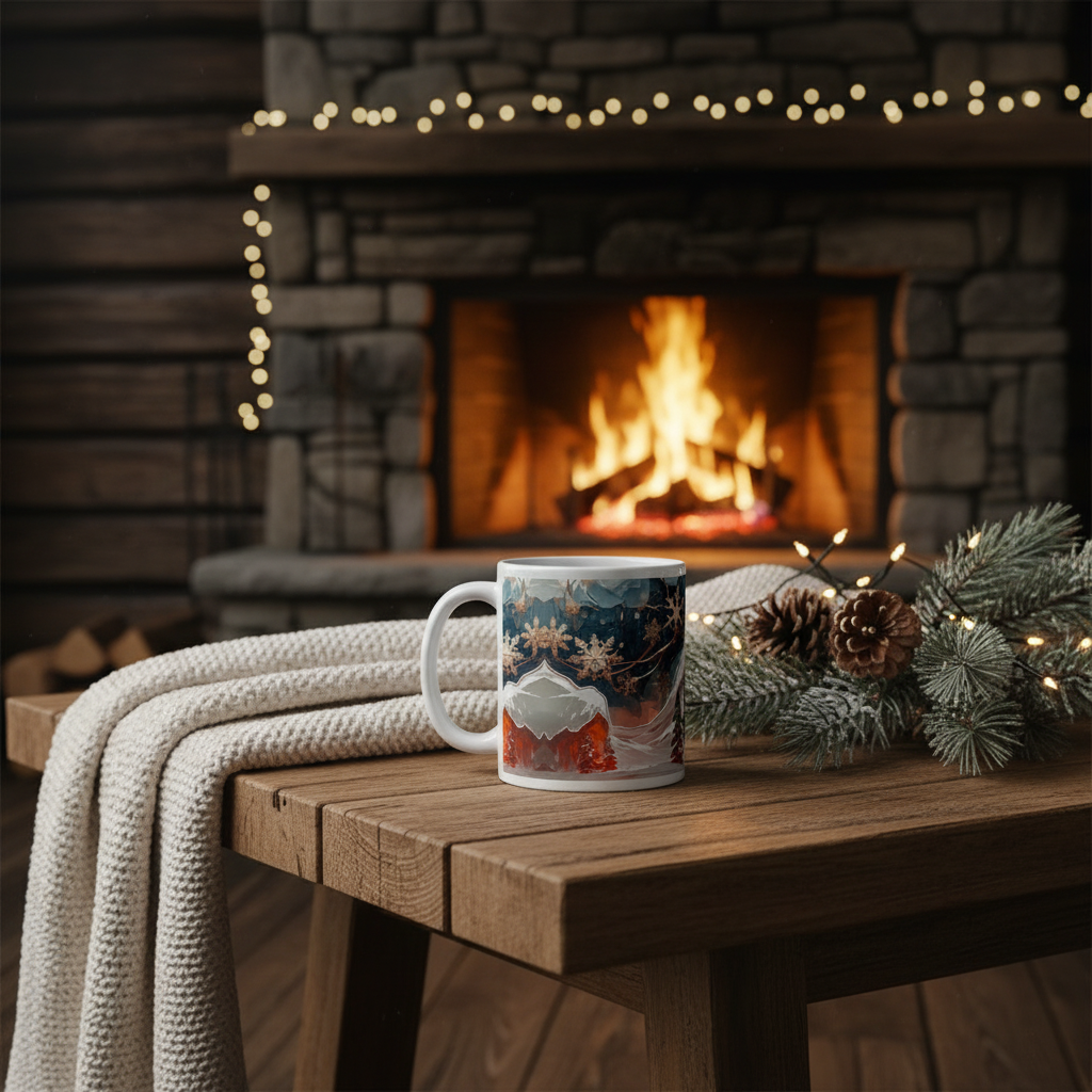 Winter cabin scene with Winter Landscape mug